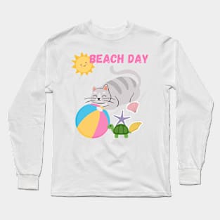 FUNNY CAT BEACH DAY Long Sleeve T-Shirt